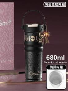 1個高級保溫冷飲杯，316不鏽鋼材質，戶外車用杯架吸管杯/咖啡杯，冷熱保溫，防漏，適用於車用杯架，不鏽鋼材質，適合運動、旅行和學校使用，情人節禮物，女性禮物 - 彩色 - 查看 18