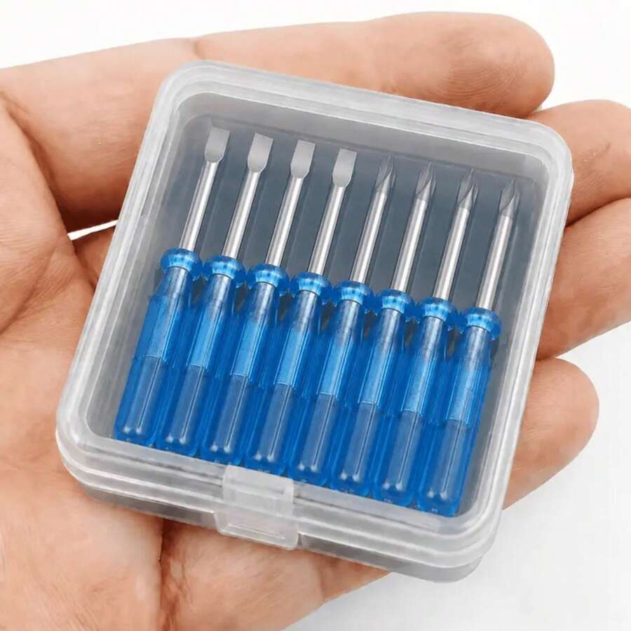 8pcs Mini Screwdriver Set, Suitable For Toy Repair And DIY - Includes 2mm Micro Flathead And Screwdrivers, Designed For Hobbyists And Craft Practice (4 Flathead + 4 No Electricity Required) - Mini Screwdriver - View 1