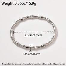 1pc/Set Elegant Platinum-Plated Bamboo Knot White Zirconia Bracelet Set, Exquisite Jewelry For Women's Daily And Party Wear - Silver White - View 7
