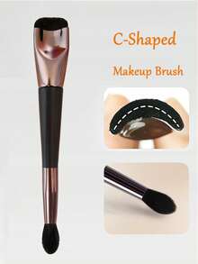 C-Shaped Makeup Brush, Makeup Is Quick And Easy, Contour & Highlight Brush, Suitable For Beginners - Rust Brown - View 9