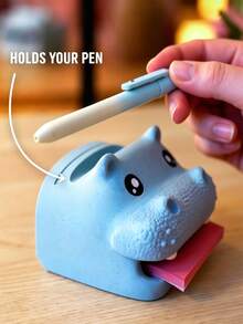 1pc Hippo-Campus Desk Organizer, Note Toad Desk Organizer Note Holder, All In One Storage For Pens, Pencils, Sticky Notes And Notepads, Cute Stationery Holder With Reusable Stencils, Durable Office Accessory, Fun Gift Idea - Multicolor - View 7