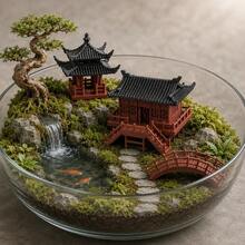 Miniature Chinese Ancient Architecture Model, Traditional Chinese Pagoda Garden Decor With Dual-Use For Water And Land, Stable Placement, For Bonsai Landscape - Multiple Styles - View 5