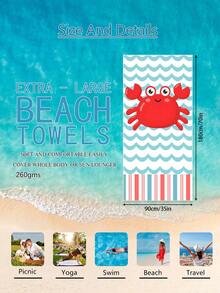 1pc Red Crab Wave Pattern Children's Beach Towel, Super Soft Microfiber Extra Large Beach Blanket, Super Absorbent Bath Towel, Suitable For Travel, Swimming Pool, Diving, Surfing, Yoga, Camping, Available In Multiple Sizes, Beach Accessory - Multicolor - View 14
