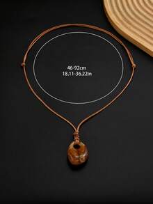 1pc Vintage Water Drop Acrylic Pendant PU Necklace For Women, Suitable For Daily Wear - Multicolor - View 7