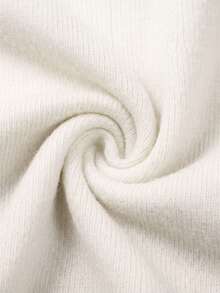 Wixra Áo len chui đầu nữ cổ ve chữ V tay dài dệt kim họa tiết jacquard hoa tương phản dáng rộng - trắng - Xem 7