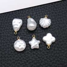 10/20pcs Imitation Baroque Pearl Charms Heart Star Shell Clover Pearl Pendants With Loop For DIY Bracelet Earring Necklace Jewelry Making Supplies - White - View 4