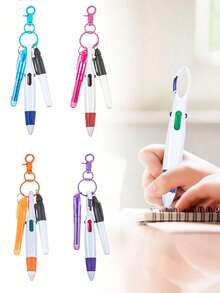 Nurse Gift Pen Set, Mini Highlighter Keychain, Retractable Ballpoint Pen With Badge Clip, Portable Writing Tool, Gift For Nurses, Teachers, Students - Multicolor - View 1