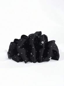 1件女款純色緞面水鑽雲朵雙面蝴蝶結髮夾，優雅時尚抓夾，百搭髮飾，適用日常/約會/通勤 - 彩色 - 查看 4