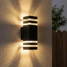 Lámpara de Pared LED Exterior Negra Moderna Luz Bidireccional Diseño Minimalista Decorativo Para Jardín Patio Balcón Terraza Entrada. - Negro - Ver 9