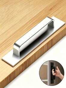 Alloy Self-Adhesive Cabinet Drawer Handles, Suitable For Kitchen And Bathroom Cabinets And Drawers - Modern Black Sliding Cabinet Handles, Drawer Handles, Sliding Glass Door Handles, Cabinet Door Handles (With Adhesive Backing). - Multicolor - View 1
