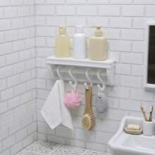 5 Buah/Set Rak Penyimpanan Peralatan Dapur/Kamar Mandi Mini untuk Rumah Boneka, Dekorasi Koleksi, 1 Rak + 4 Kait, Cocok untuk Dekorasi Rumah Boneka, Properti Fotografi, Dekorasi Lanskap Mikro, Dekorasi Natal - Putih - View 8