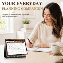 2027 Standing Desk Calendar, Aesthetic Oil Painting Art Design Spiral Monthly Planner, Note Blocks For Home Office Desk Decor Gift - Multicolor - View 5