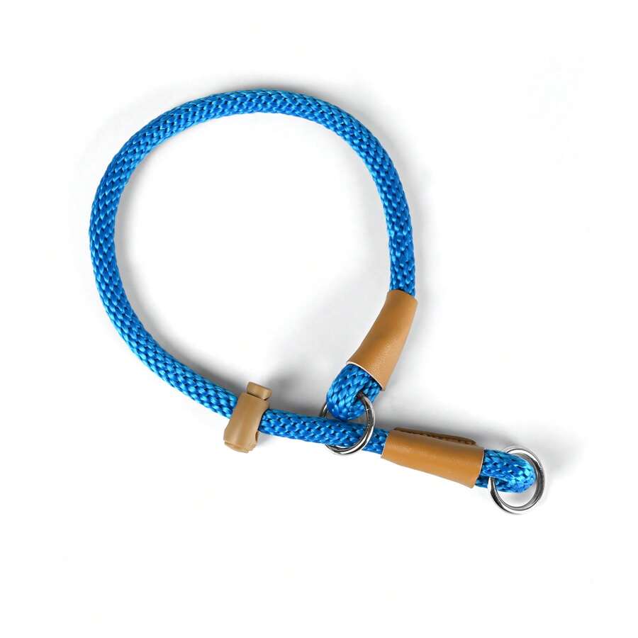 1pc Portable P-Rope Dog Collar, Adjustable Round Rope Slip Collar For Small, Medium And Large Dogs, Sturdy Non-Choking Neck Collar - Blue - View 1