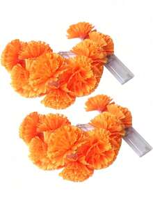 1pc Marigold Wreath With LED Lights, Battery Operated, Decorative, 10pcs LED Artificial Marigold String Lights, Battery Operated, Suitable For Day Of The Dead, Halloween, Diwali, Altar, Grave, Cemetery Decoration - Multicolor - View 11