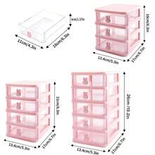 1pc Fashionable Rabbit Shaped Drawer Storage Box, Mini Transparent Plastic Desktop Organizer, Can Store Stationery, Cosmetics And Small Items, Cute Rabbit Design Desktop Sorting Box, Exquisite Desktop Decoration, Suitable As Birthday Gift For Girls - Multicolor - View 5