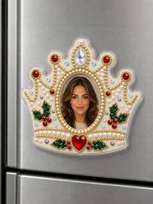 Personalized DIY 3D Pearl Painting Fridge Magnet Set, Customized Pet Photo Cat Dog Crown Diamond Painting, With Pearl Rhinestones, Handmade Magnetic Fridge Decor, Unique Christmas Holiday Birthday Gift For Women Girls Mom Wife - Multicolor - View 10