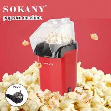 1 Unit Sokany Plug-In 1200w Home Popcorn Maker Sk-299, Easy Operation, Button Switch, One-Click Start, Transparent Lid, Hollow Design, Good Heat Dissipation, Pp Material Shell, High Temperature Resistance, Easy To Clean, Anti-Slip Foot Pad, Reliable - View 1