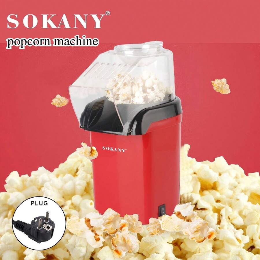 1 Unit Sokany Plug-In 1200w Home Popcorn Maker Sk-299, Easy Operation, Button Switch, One-Click Start, Transparent Lid, Hollow Design, Good Heat Dissipation, Pp Material Shell, High Temperature Resistance, Easy To Clean, Anti-Slip Foot Pad, Reliable - View 1
