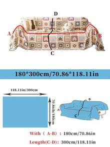 1pc Bohemian Geometric Rhombus Pattern Sofa Cover Blanket With Tassels, Universal One-Piece Sofa Slipcover, Washable Anti-Cat Scratch Furniture Protector, Suitable For 1/2/3 Seater Sofa, Home Decor - Multicolor - View 11