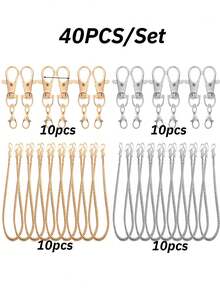 12/24/40pcs Creative Beaded Keychain Set, Women's Key Ring Set, Suitable For Bags And Cup Charms, Car Keychains, Perfect Gift For Her/Him, Back To School, Teacher's Day, Thanksgiving, Christmas - Keychain Accessory Kit - View 16