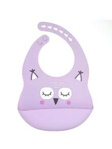 1pc Baby Animal Face Pattern Silicone Bib, 6-Level Adjustable Neck Strap, Bottom Pocket To Catch Food, Suitable For Feeding And Self-Feeding - Multicolor - View 17