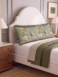 1pc Green Watercolor Leaf And Bird Pattern Long Pillowcase Is Simple In Design And Versatile In Function. It Is Made Of Modern Minimalist Polyester Fabric, Which Is Soft And Comfortable. It Is Suitable For Use In The Master Bedroom, Secondary Bedroom - Multicolor - View 6