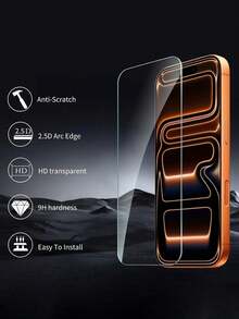3-Pack Full Coverage Tempered Glass Screen Protector, Anti-Collision Anti-Scratch, Smooth Surface, Easy Installation, Crystal Clear, Smooth Touch, 9H Hardness, Compatible With Phone Cases, Compatible With IPhone Ultra/18 Pro Max/18 Pro/18/17e/17 Pro Max/17 Pro/17 Air/17/16 Pro Max/16 Pro/16 Plus/16/15 Pro Max/15/14/13/12/11 And Other Models, Compatible With IPhone Screen Protector - Clear - View 3