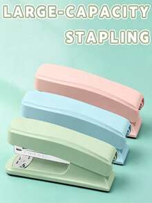 1pc Solid Color Office Stapler, Lightweight Effortless Stapler, Multi-Function Durable Student Stapler, Small Portable Binding Machine, Student Stapler, Office - Default - View 2