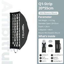Ambitful Q1 快速安裝迷你 Bowens 接口柔光箱，附蜂巢格柵與擴散片，便攜式適用於戶外拍攝 - 查看 13