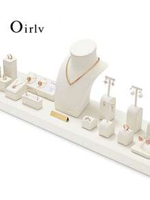 Oirlv 全白色珠寶展示套組，店鋪展示櫃，展示道具，項鍊展示，胸像，手錶，戒指，耳環，手鍊，裝飾支架 - 首飾展示套裝 - 查看 2