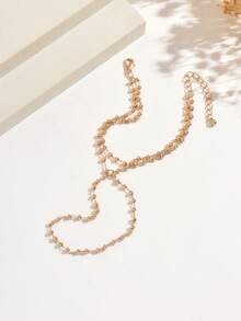 Minimalist Personalized Versatile White Faux Rhinestone Tassel Finger Bracelet, Fashionable Elegant Micro-Inlaid Rhinestone Tassel Bracelet Ring Chain, Suitable For Women's Daily Wear, Vacation, Party (Rhinestone Quantity And Position Random) - Gold - View 6