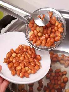 2/1pc Stainless Steel Perforated Strainer/Soup Spoon, Deep Fry Oil Filter Spoon, Food Oil Drainer, Tofu Powder Filter - Multicolor - View 3