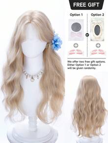 alicegarden 28-Inch Forehead Lace Front Wig A Natural Wavy Style In A A Stunning Linen Gold. Middle Part Design , This False Hairpiece Is Perfect For Ms Daily Party Cosplay Use, Offering A Natural And Natural Durable Wig Gift For Ladies. (No Accessories) - Linen Gold - View 5