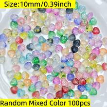 100pcs/Bag Mixed Color Heart Shape Acrylic Beads Colorful Heart Beads Loose Beads For DIY Handmade Bracelet Necklace Phone Chain Decorative Handicrafts Jewelry Making Supplies - Multicolor - View 15