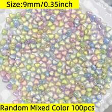 100pcs/Bag Mixed Color Heart Shape Acrylic Beads Colorful Heart Beads Loose Beads For DIY Handmade Bracelet Necklace Phone Chain Decorative Handicrafts Jewelry Making Supplies - Multicolor - View 12