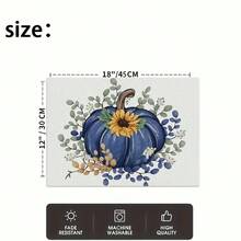 1/4/6pcs Autumn Series Navy Blue Large Pumpkin & Eucalyptus Pattern Printed Placemats, Heat-Resistant Table Mats For Home Kitchen, Table Protection, Kitchen Dining Table, Party Decor - Multicolor - View 6