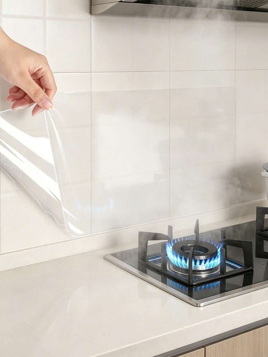 Self-Adhesive Transparent Wall Protection Film, Kitchen Oil-Proof, Waterproof And Oil-Proof Peel And Stick Splash Guard Film, Suitable For Wall And Cabinet Protection, Heat-Resistant Sticker, Transparent Tile Wall Decal - Multicolor - View 1