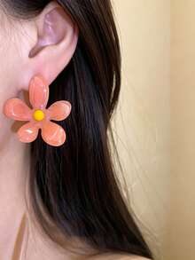 Fashion Acrylic Flower Colorful C-Shaped Geometric Earrings Vintage Earring Set For Women - Multicolor - View 4