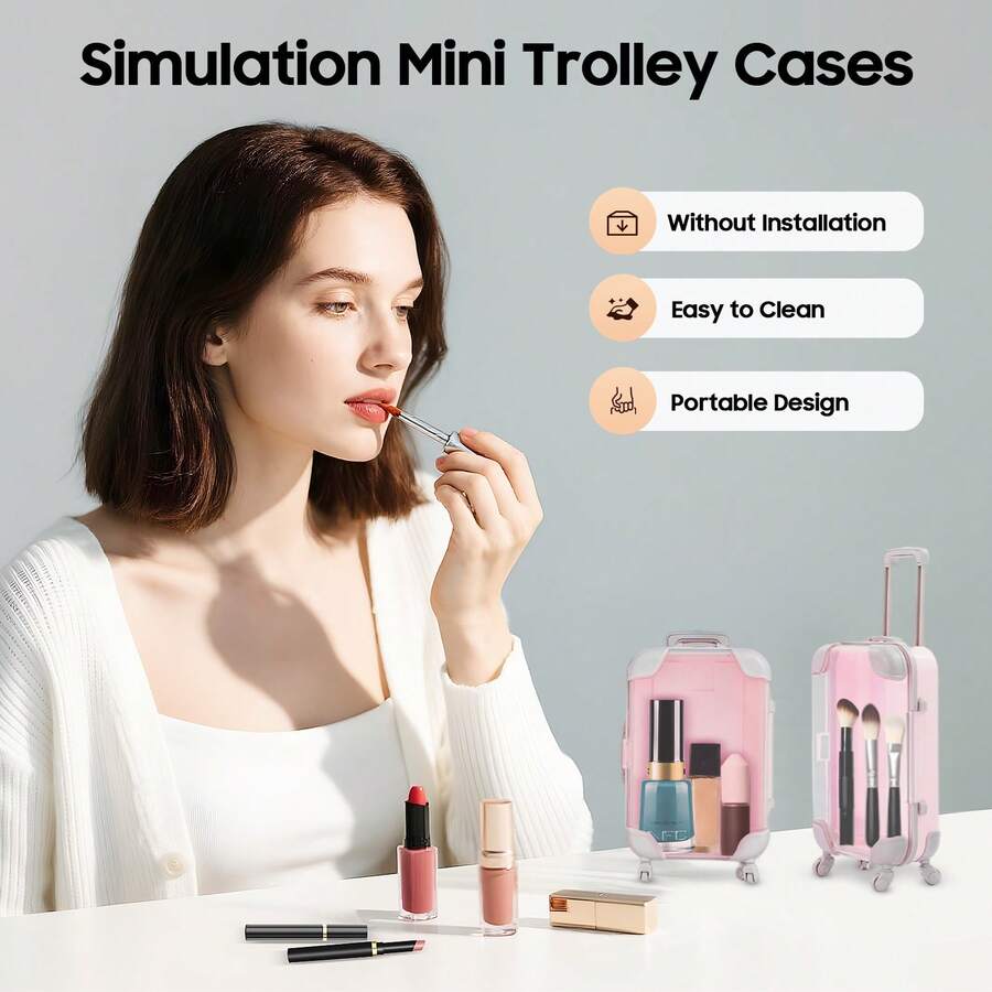 12Pcs Multi‑Color Mini Simulation Trolley Cases, ABS Transparent Suitcase‑Style Storage Boxes For Jewelry Small Items Party Favors