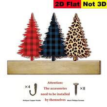 1 buah Gantungan Kunci Kayu Multifungsi Datar 2D, Dekorasi Pohon Natal 2D, Rak Penyimpanan Dinding, Tempat Gantungan Tas & Kunci di Pintu Masuk, Serbaguna - MultiWarna - View 3