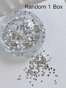 1box/2boxes Silver Small Round Nail Art Glitter, 2-Box Set, Assorted Sizes Round Glitter, Mirror Silver Glossy Shiny Transparent. Lightweight Glitter Texture, Suitable For Minimalist Shiny Premium Style Nail Art DIY - Silver - View 7