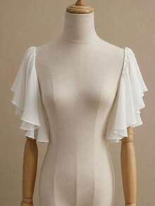 1pc Black Chiffon Petal Sleeve 2pcs Elastic Bridal Decorative Arm Warmers - Multicolor - View 6