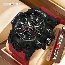 SANDA Men Outdoor Sport Watch, Dual Display Luminous Alarm Multi-Function Big Dial Military Tactical Digital Analog Wristwatch - One Size Fits All - View 16