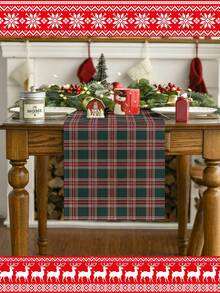 1pc,Classic Scottish Plaid Element Design,Christmas Decoration,Christmas Table Runner,Christmas Tablecloth,Christmas Long Tablecloth,Faux Linen Polyester Material,Gift,Protective Cover,Rectangular Tablecloth,Washable,Suitable For Home Dinner,Coffee Table,Kitchen And Dining Room Decoration,Dining Table Decoration Party And Scene Decoration,Home Decor,Outdoor Patio Table Runner Decoration,Entrance Decoration,Fireplace Cloth Decoration - Multicolor - View 11