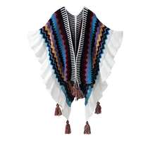 Women's Tassel Shawl Scarf, Soft Warm Bohemian Style Open Front Cape Cardigan - Multicolor - View 10