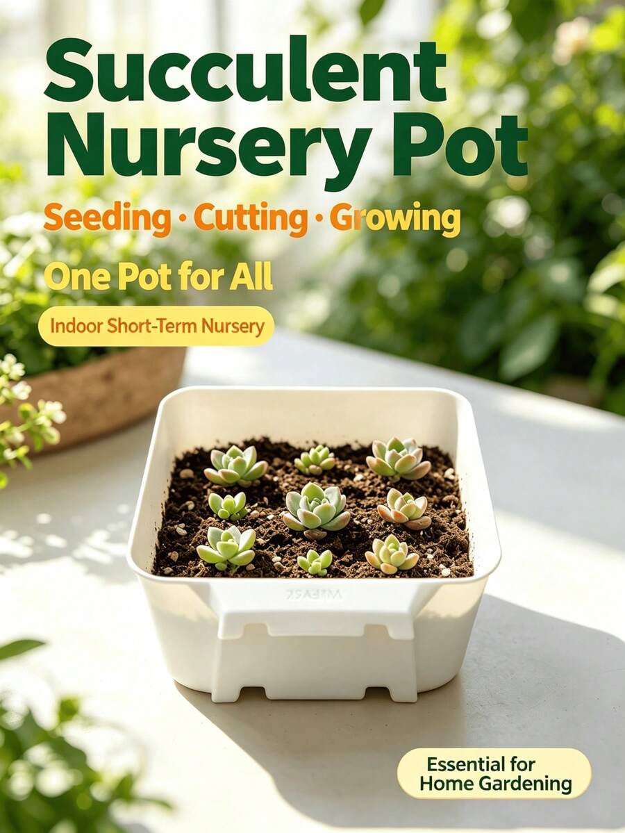 1pc Square Succulent Pot, Plastic Material Washable And Shatter-Resistant, Multi-Purpose Indoor Home Gardening Plant Propagation And Seedling Tray