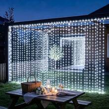 1pack Christmas Garland Festoon LED Curtain String Lights Battery Powered 8 Mode Lighting Wedding Fairy Light Halloween Christmas Decoration For Home Bedroom Garden - AA Battery Powered Curtain Lights - View 11