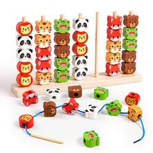 Montessori Children's Fun Color Sorting Geometric Shape Beads & Pegs Training Wooden Toy For Baby Focus And Shape Recognition - Multicolor - View 6
