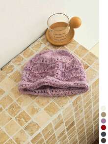 Hollow-Out Lace Knit Bucket Hat For Women Mori Style Fashion Yarn Hat New Autumn Winter Spring Summer Lightweight Breathable Large Head Circumference Face-Slimming Beanie - Mixed-color Hollow-out Brushed Finish - View 11