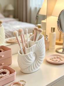 Stylish Conch Spiral Toothbrush Holder, Creative Conch Spiral Storage Box, Three-Compartment Wash Cup Storage Box, Desktop Storage Rack, Multi-Functional Storage Rack.Suitable For Use In Bathrooms, Bedrooms, Offices, And Other Settings. - Multicolor - View 7